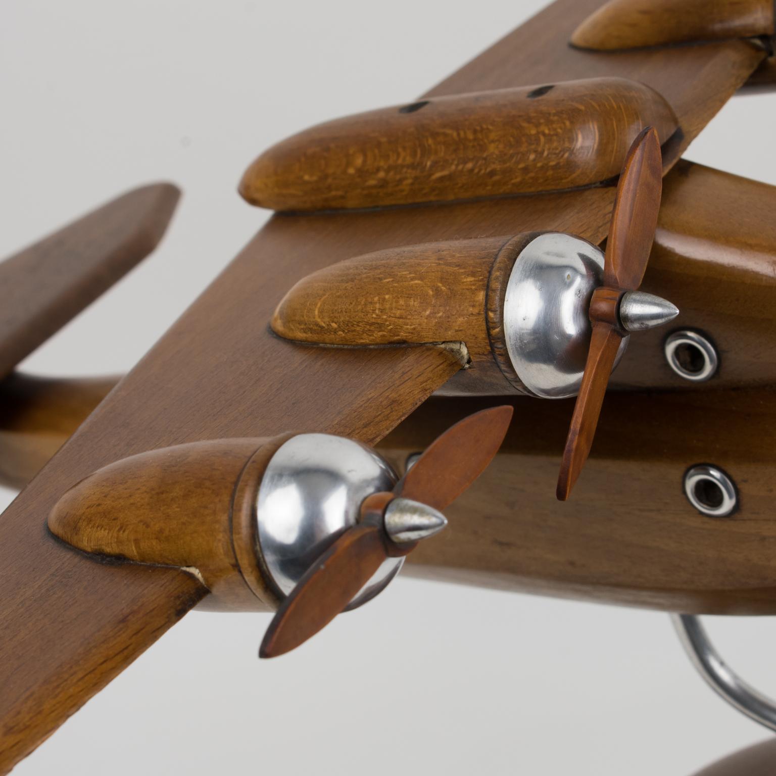 French Art Deco Wooden Airplane Aviation Model 7