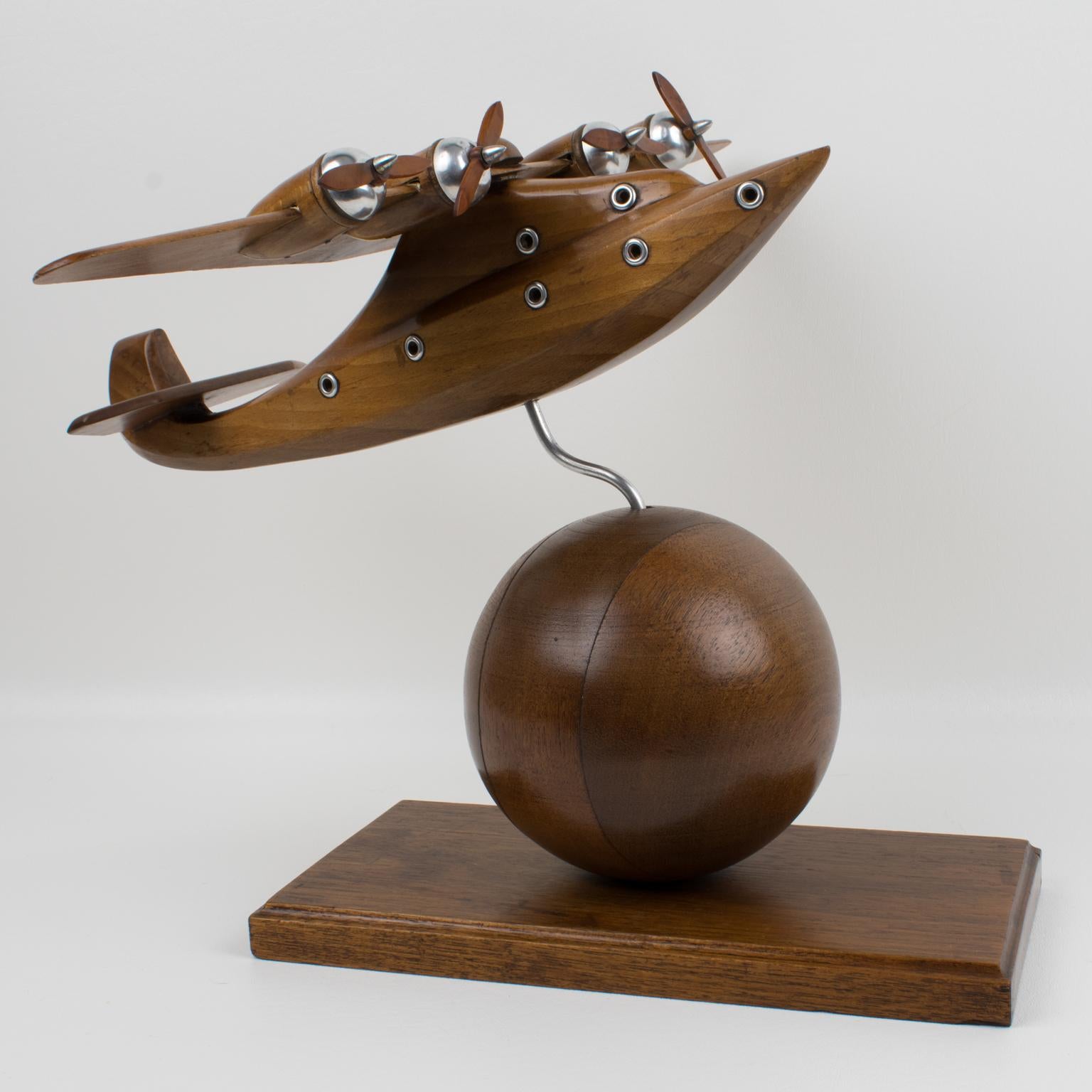 French Art Deco Wooden Airplane Aviation Model 8