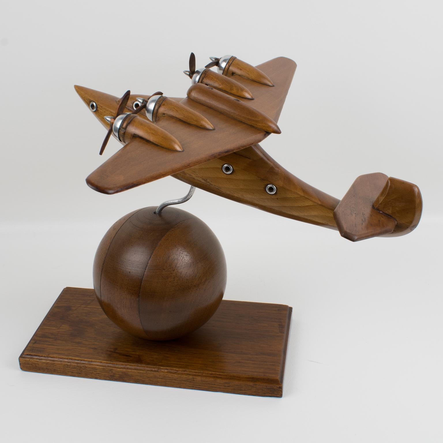 French Art Deco Wooden Airplane Aviation Model 10