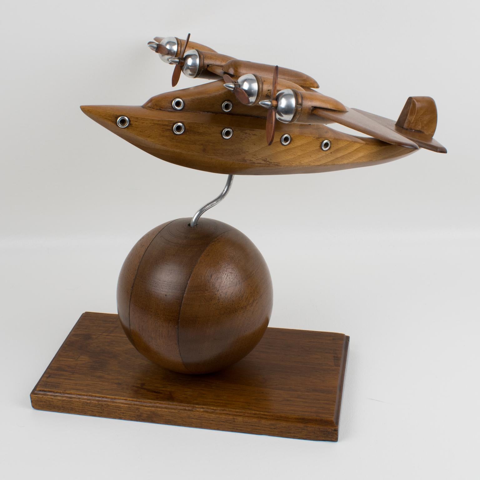 French Art Deco Wooden Airplane Aviation Model 11