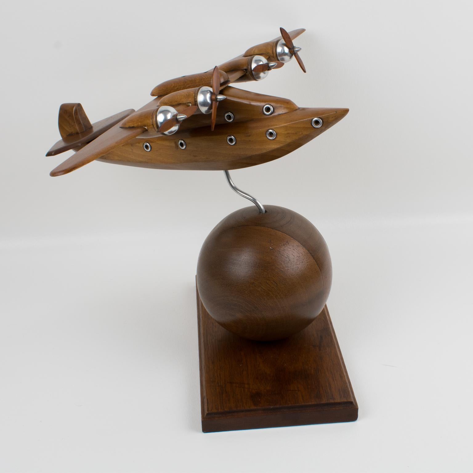 French Art Deco Wooden Airplane Aviation Model 13