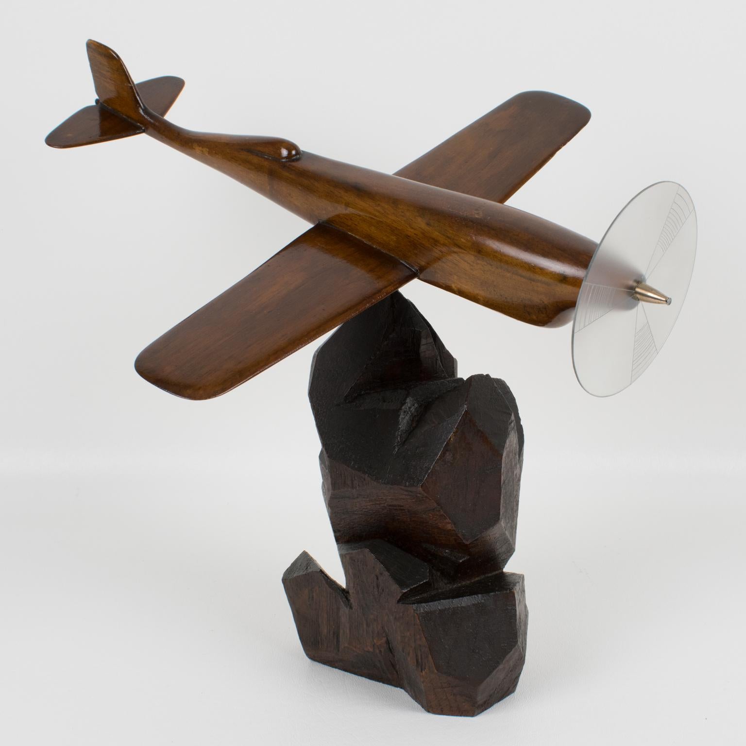 French Art Deco Wooden Airplane Aviation Model 1