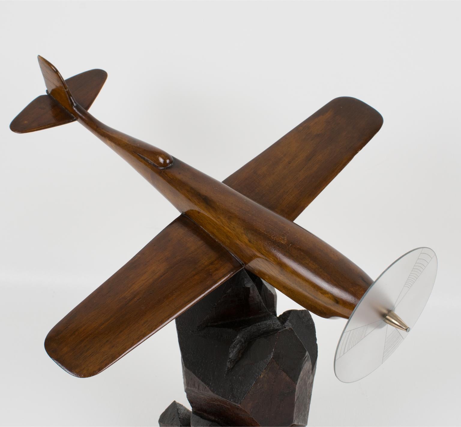 French Art Deco Wooden Airplane Aviation Model 3