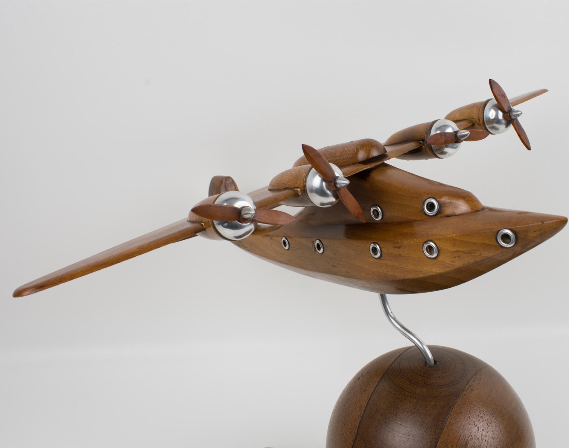 French Art Deco Wooden Airplane Aviation Model 3