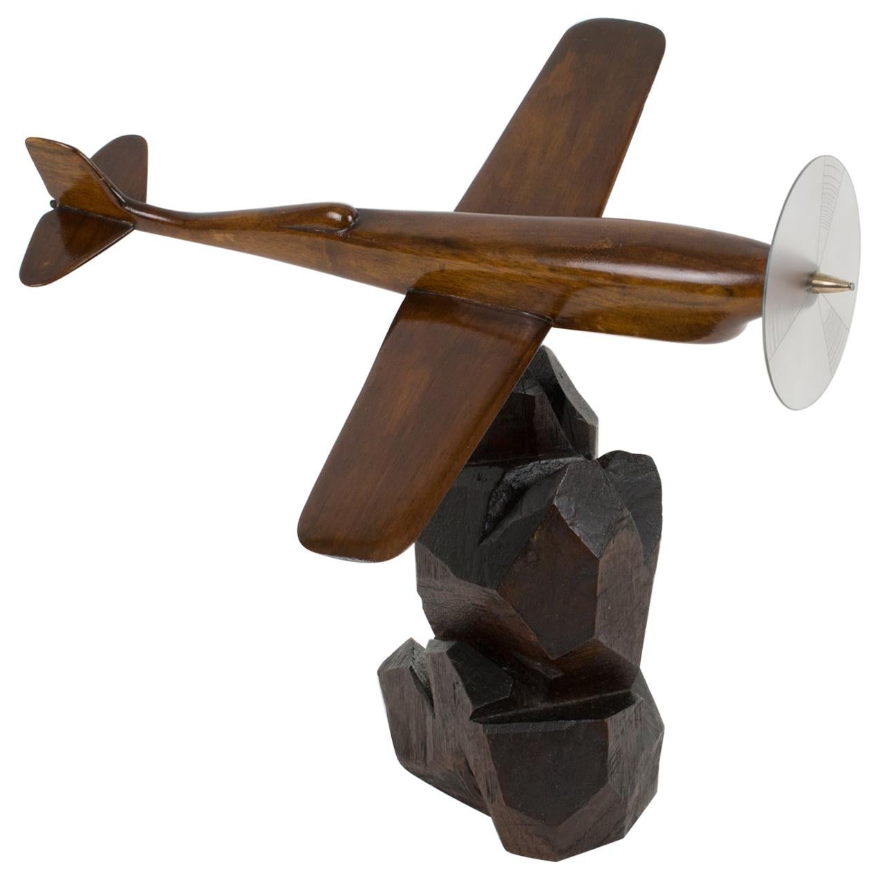 French Art Deco Wooden Airplane Aviation Model