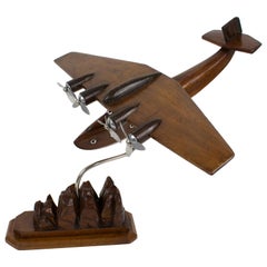 Vintage French Art Deco Wooden Airplane Aviation Model