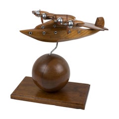 French Art Deco Wooden Airplane Aviation Model