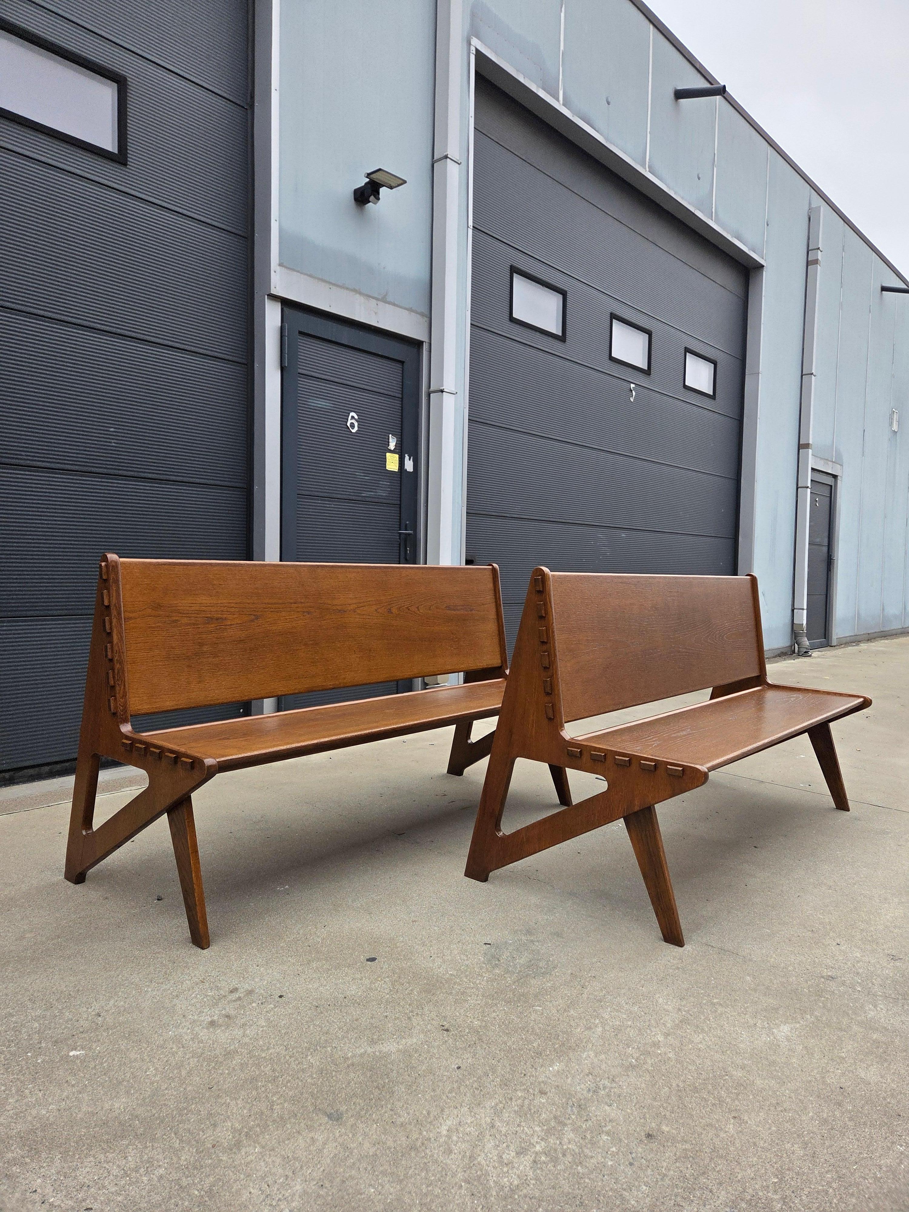 Panchina francese in legno Art Déco, anni '50 in vendita 5
