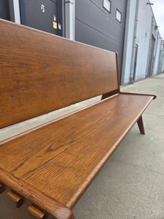 Französische Art-Déco-Holzbank, 1950er Jahre