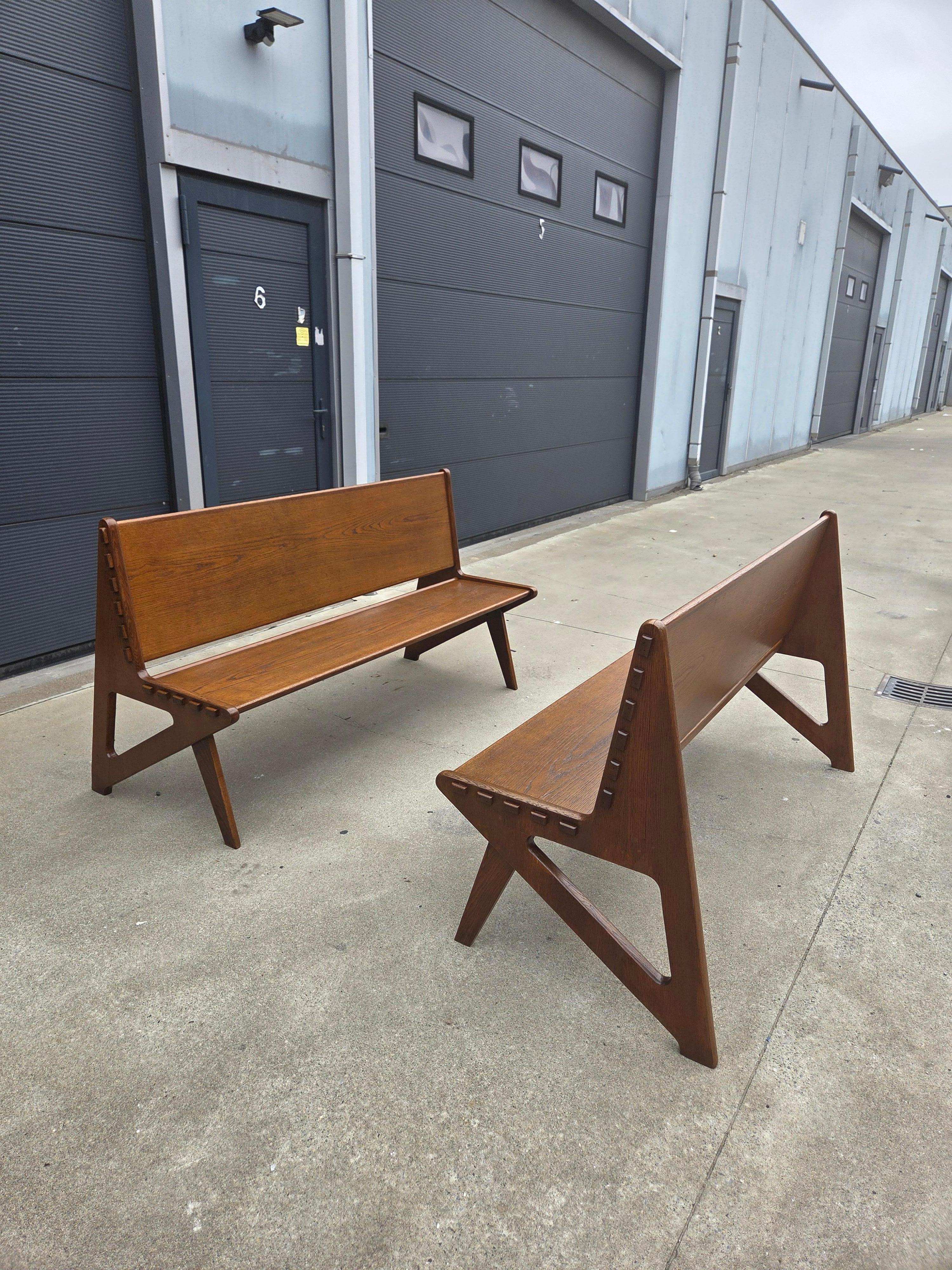 Panchina francese in legno Art Déco, anni '50 in vendita 2