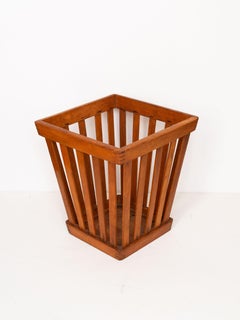 French Art Deco Wooden Desk Wastebasket - Desk Accessory 1940s