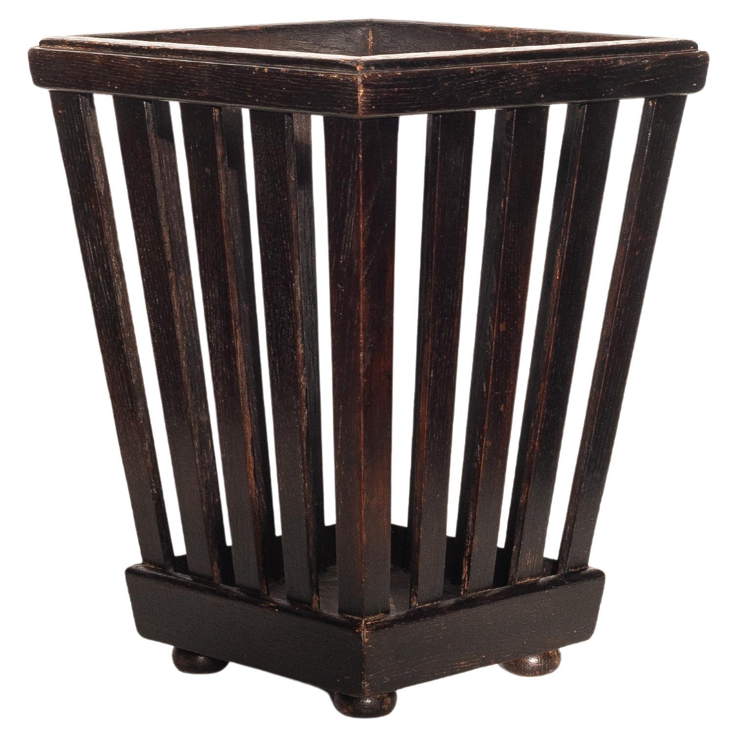 French Art Deco Wooden Desk Wastebasket or Umbrella Stand- Desk Accessory 1930s im Angebot