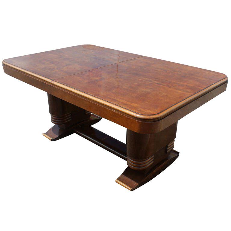 French Art Deco Wooden Dining Table
