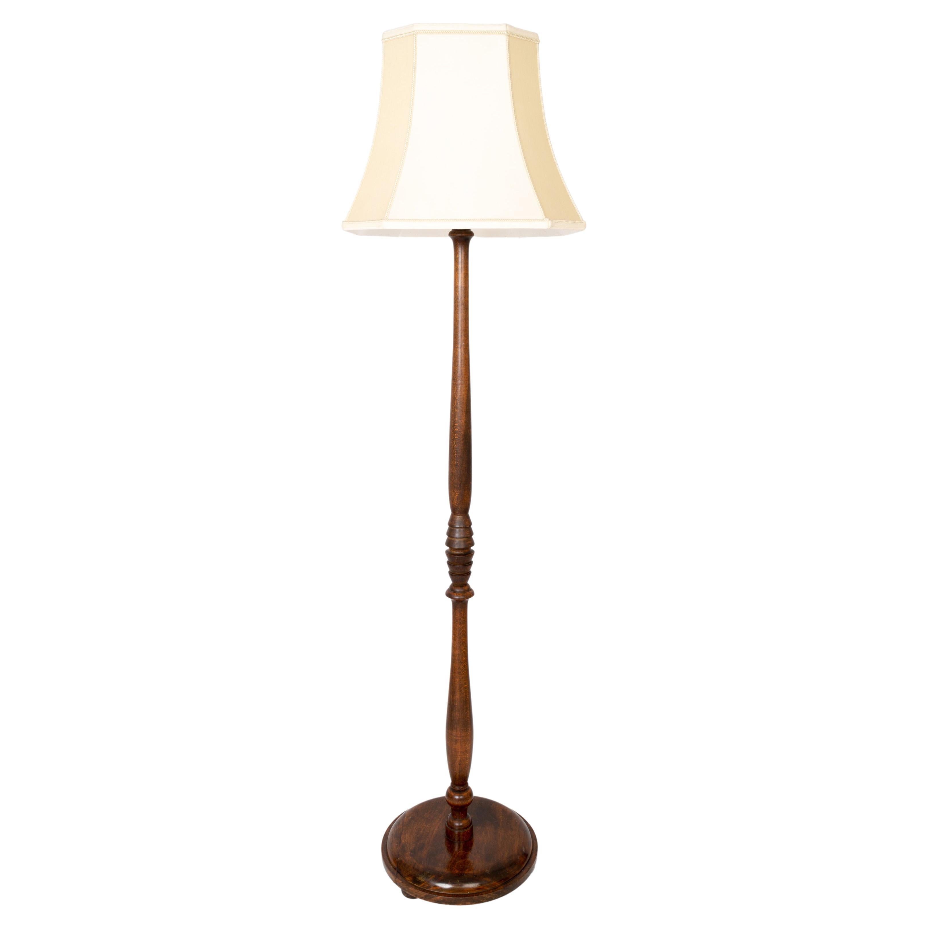 French Art Deco Wooden Floor Lamp c.1930 For Sale