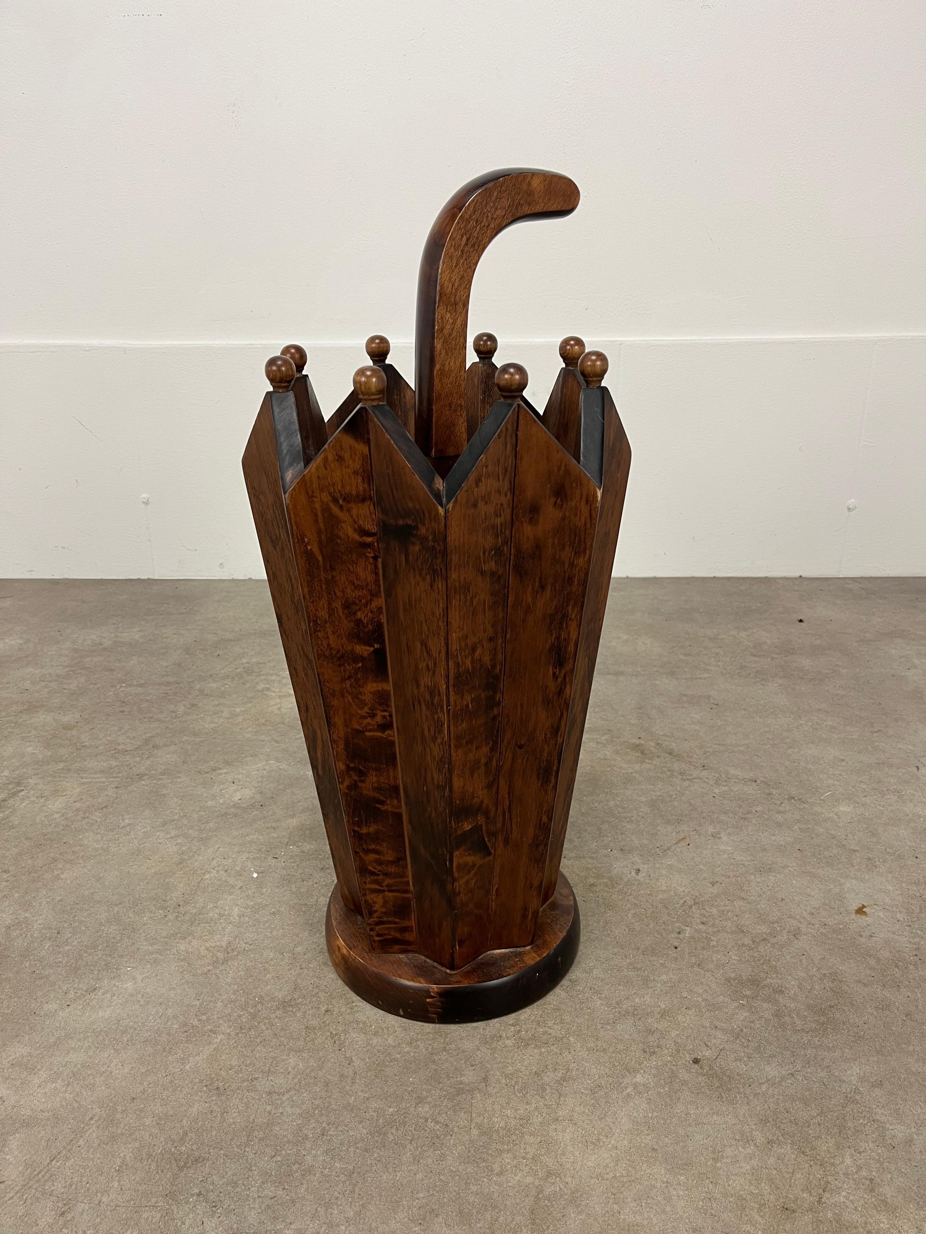 Beautiful french art deco wooden umbrella stand. Nice condition. 