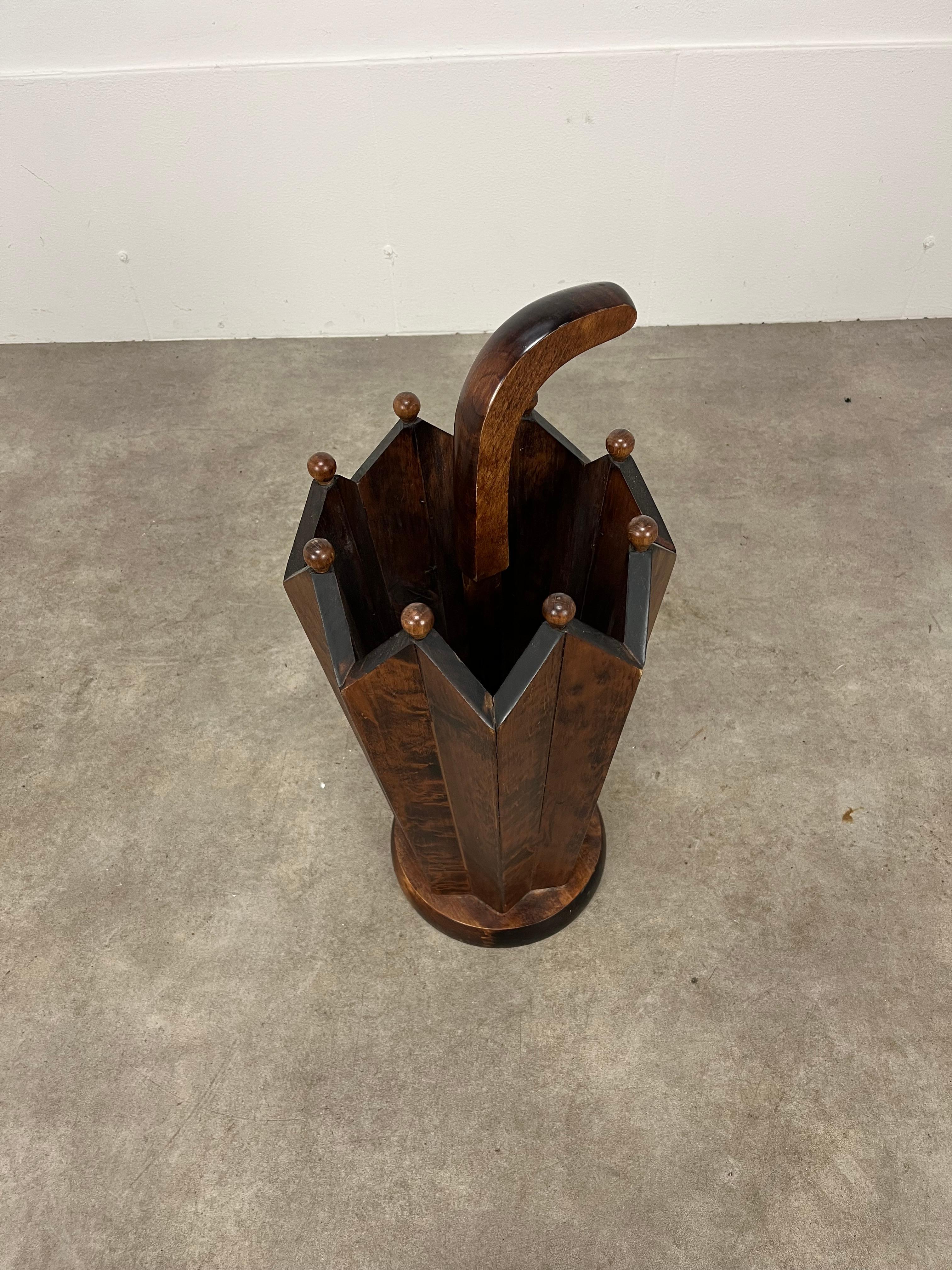 Art Deco French art deco wooden umbrella stand, 1930's