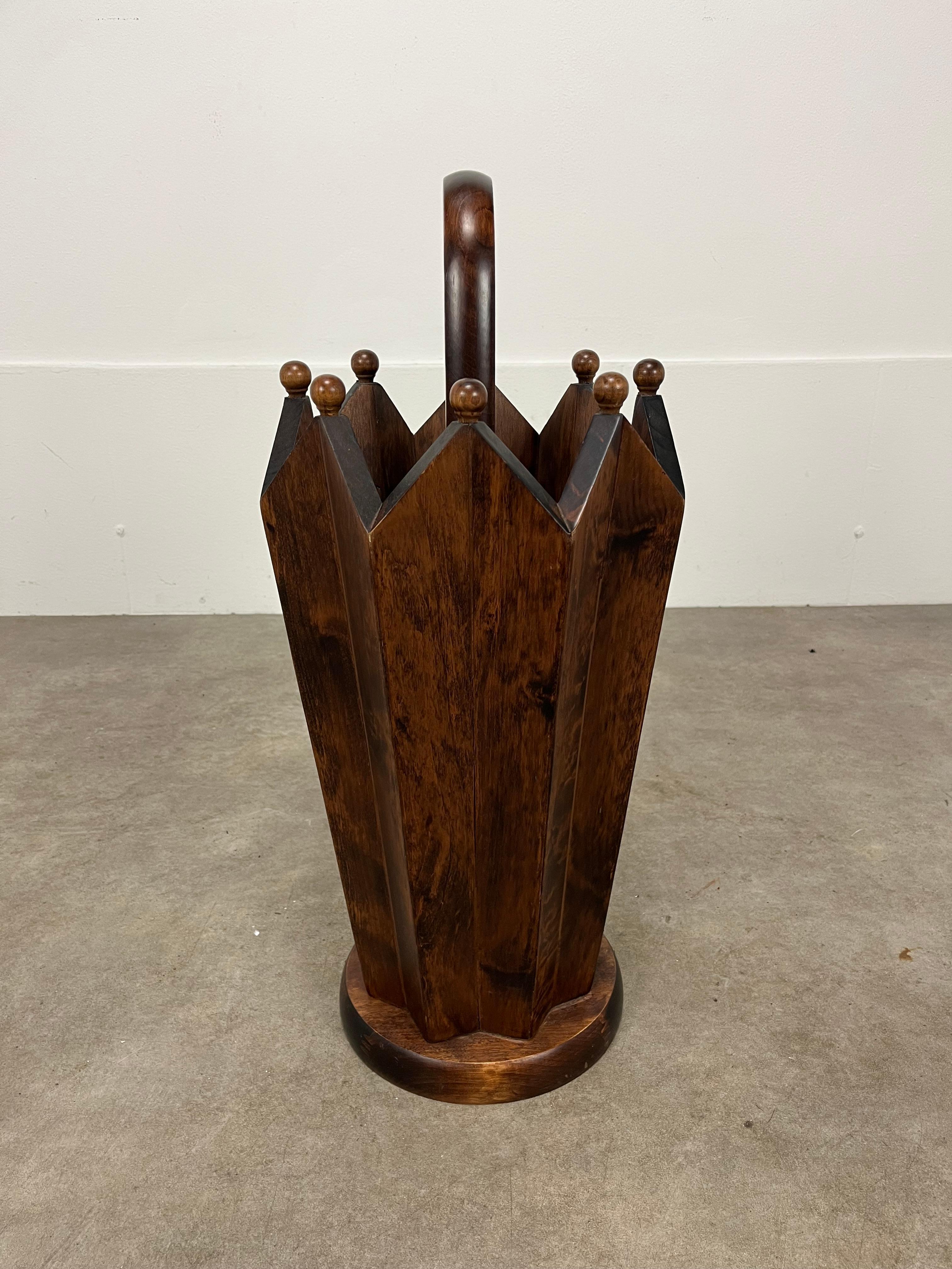French art deco wooden umbrella stand, 1930's In Good Condition In BELFORT, FR