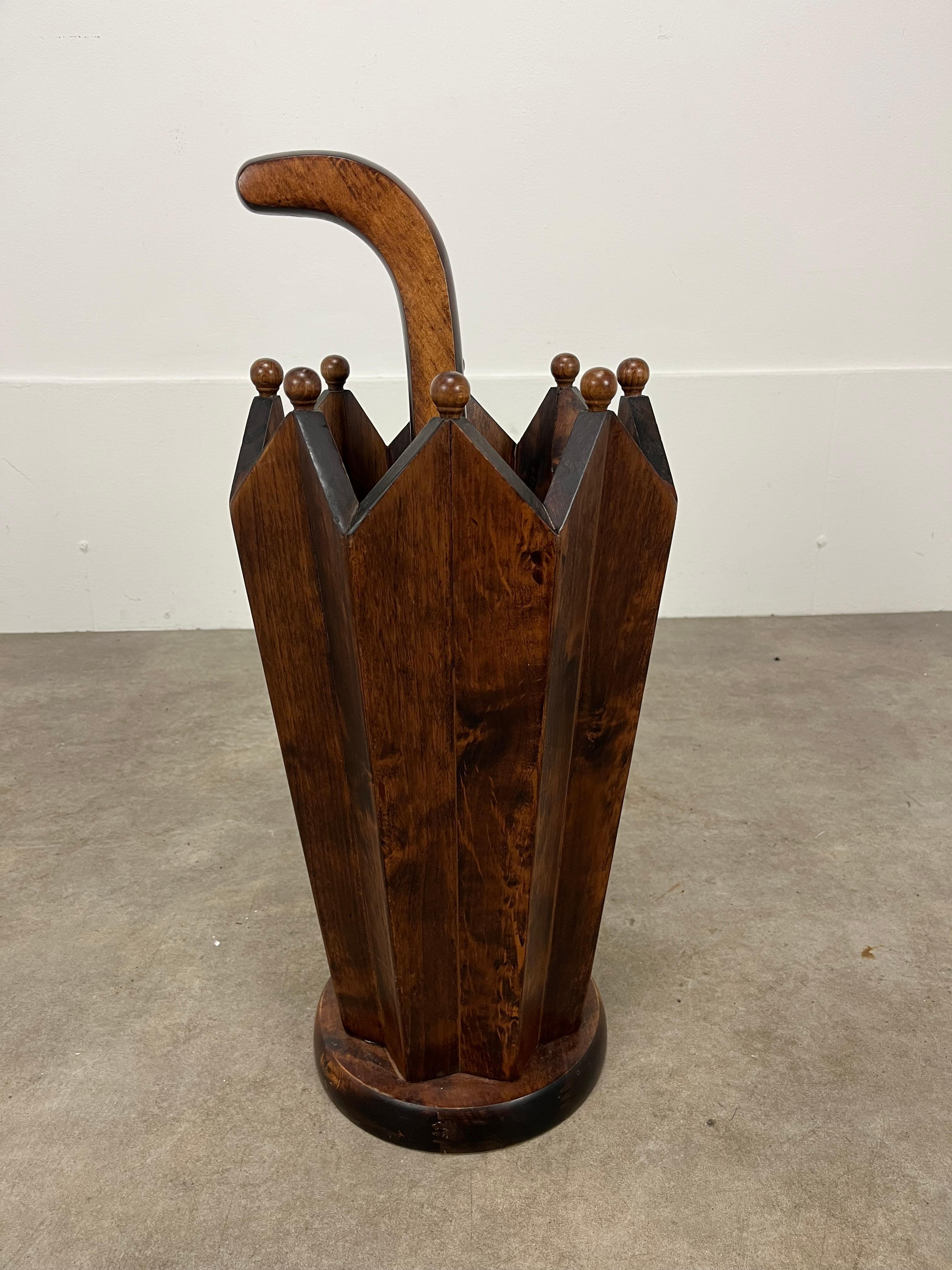 Mid-20th Century French art deco wooden umbrella stand, 1930's