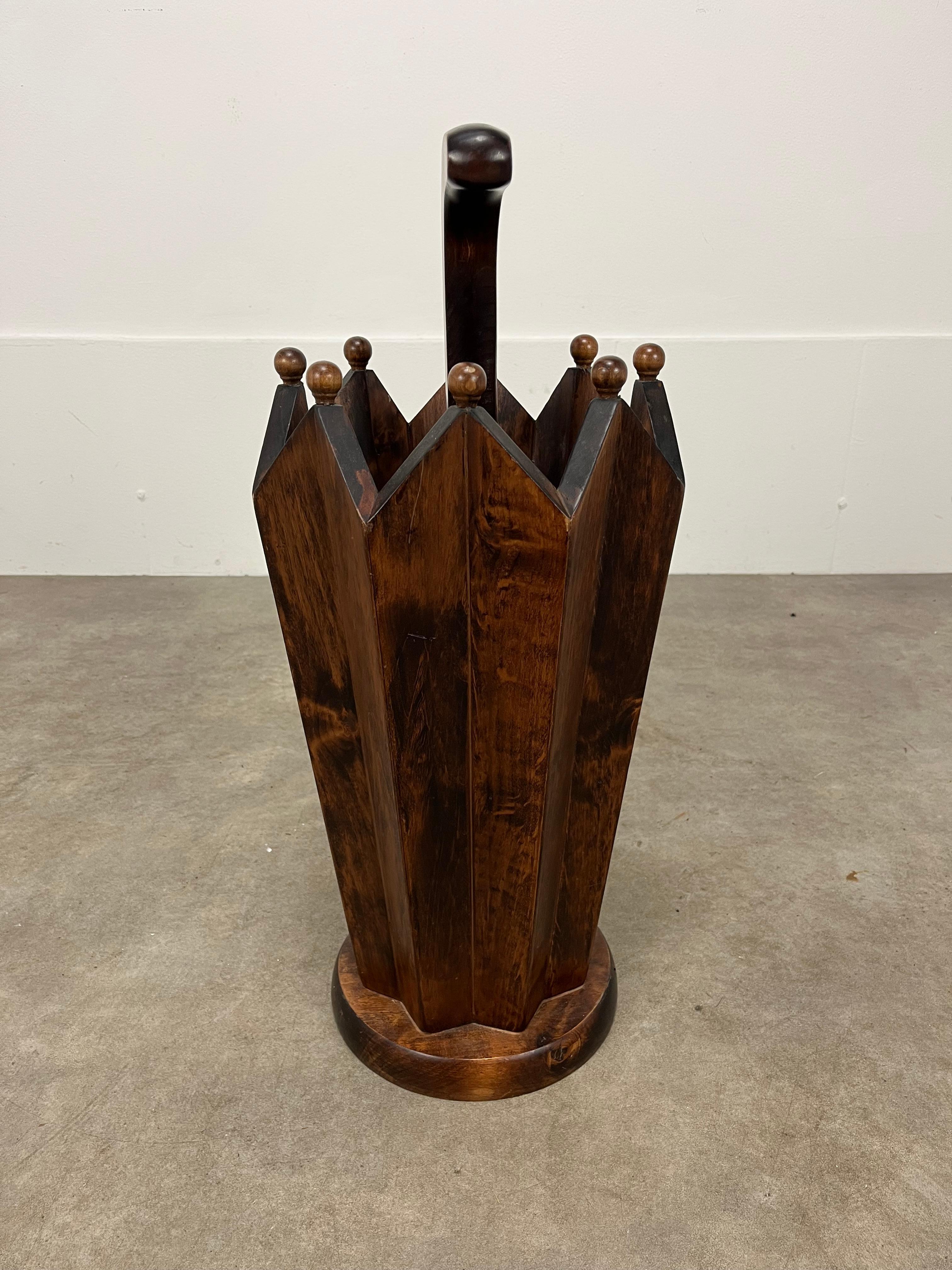 Wood French art deco wooden umbrella stand, 1930's