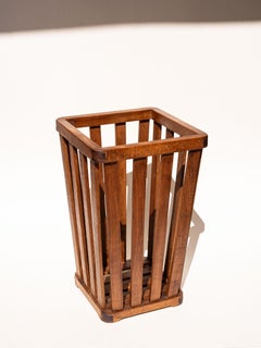 French Art Deco Wooden Wastebasket - Desk Accessory 1940s