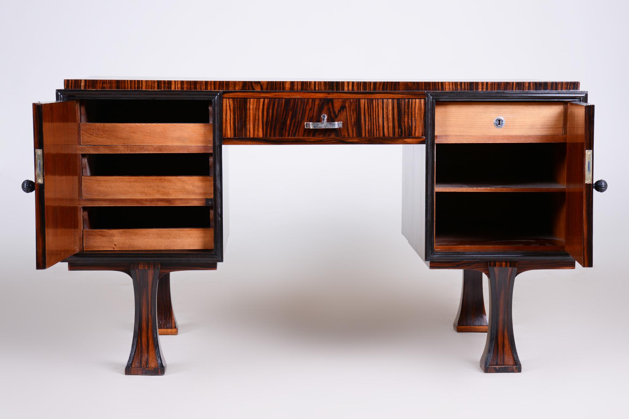 Early 20th Century French Art Deco Writing Desk Made in the 1920s, Restored Ebony