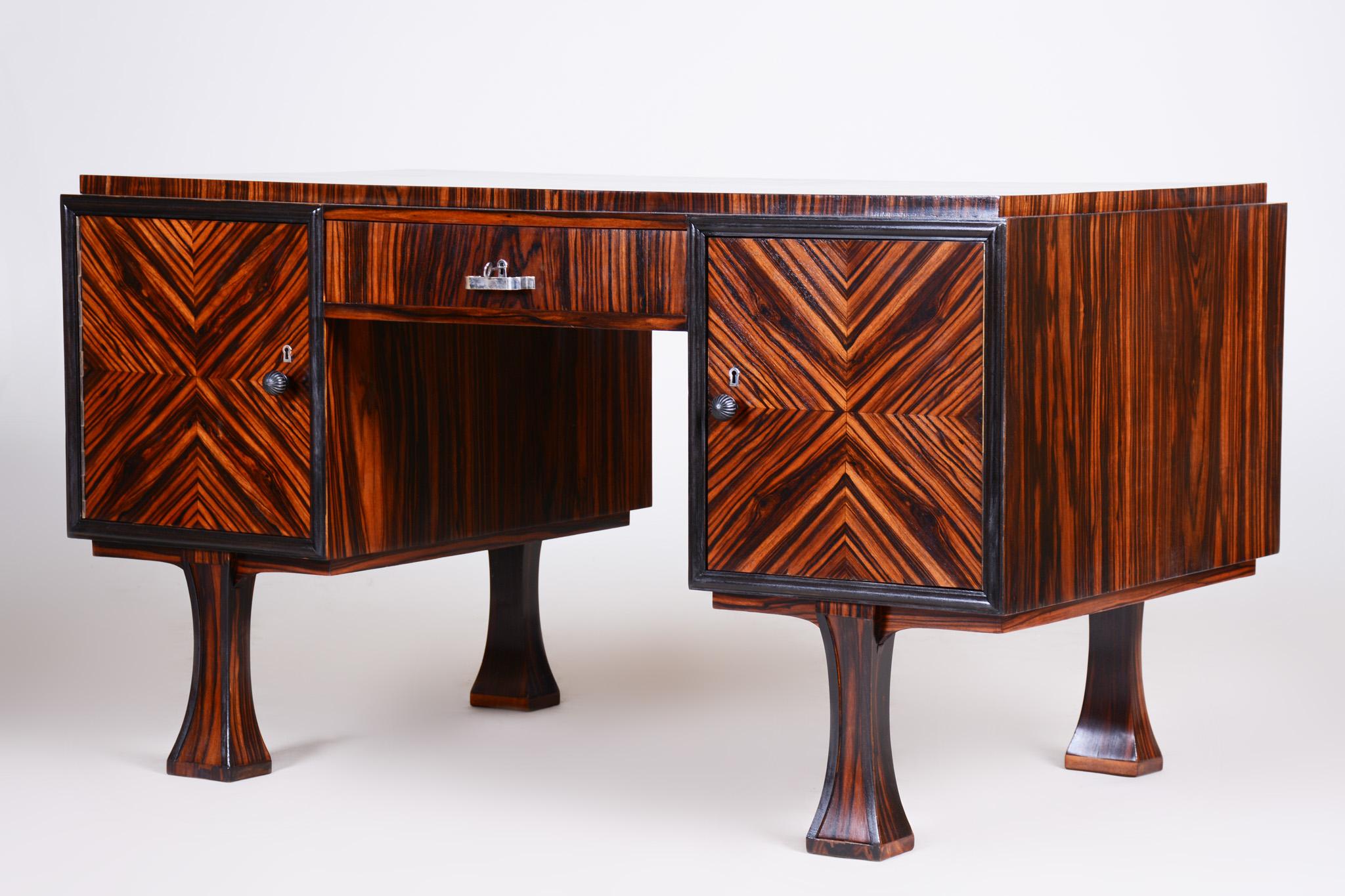 Lacquer French Art Deco Writing Desk Made in the 1920s, Restored Ebony