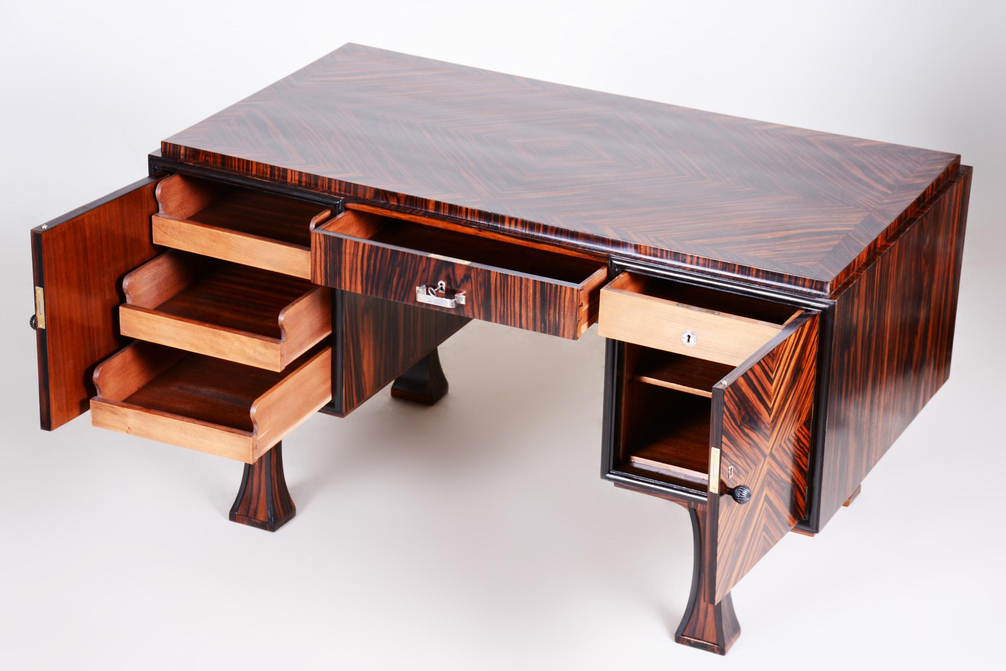 French Art Deco Writing Desk Made in the 1920s, Restored Ebony 2