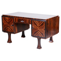 French Art Deco Writing Desk Made in the 1920s, Restored Ebony