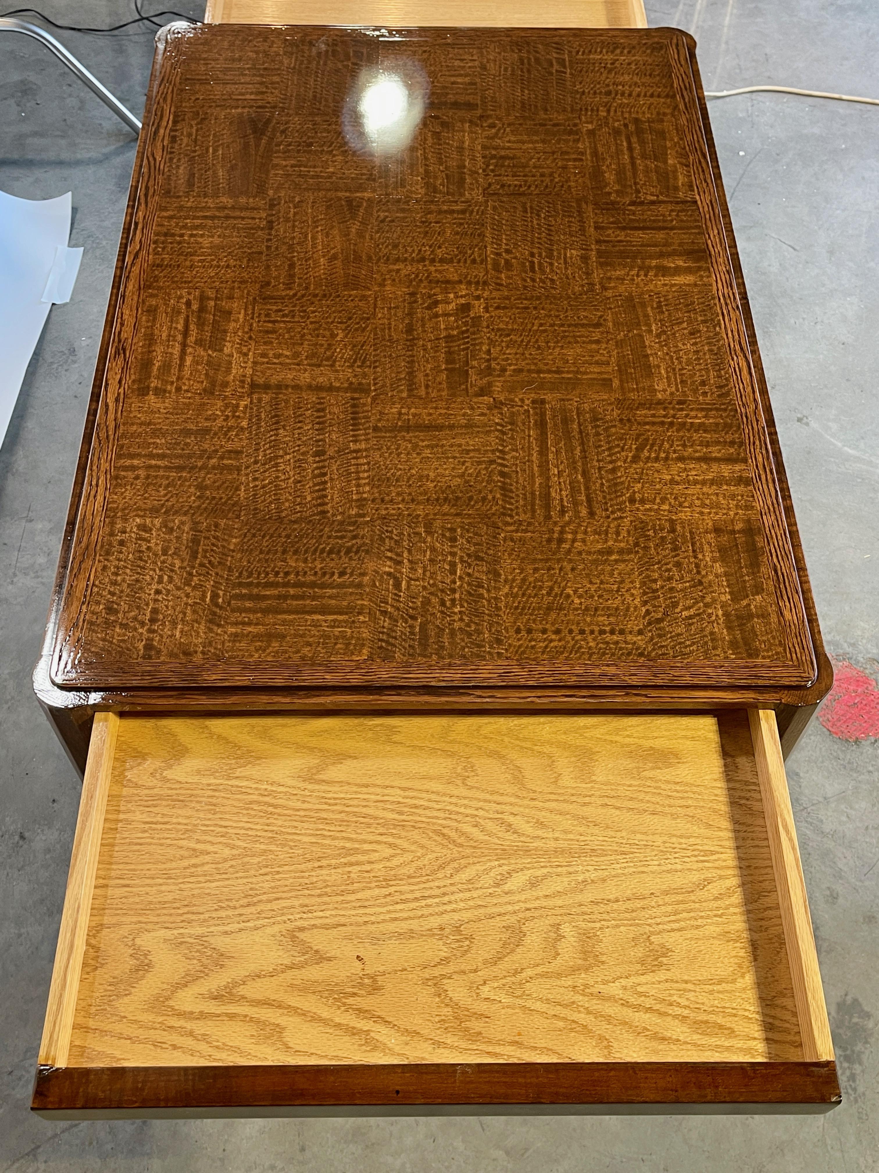 French Art Deco Writing Table with Two Side Drawers In Good Condition For Sale In Hanover, MA