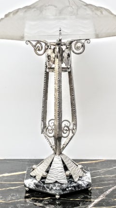 French Art Deco Wrought Ion Table Lamp