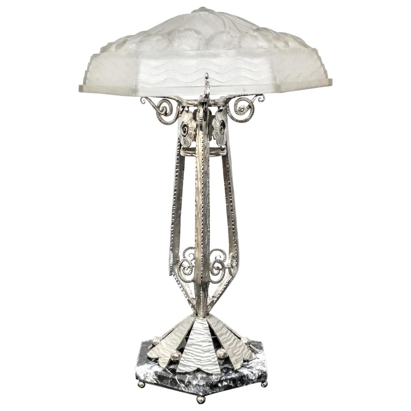French Art Deco Wrought Ion Table Lamp