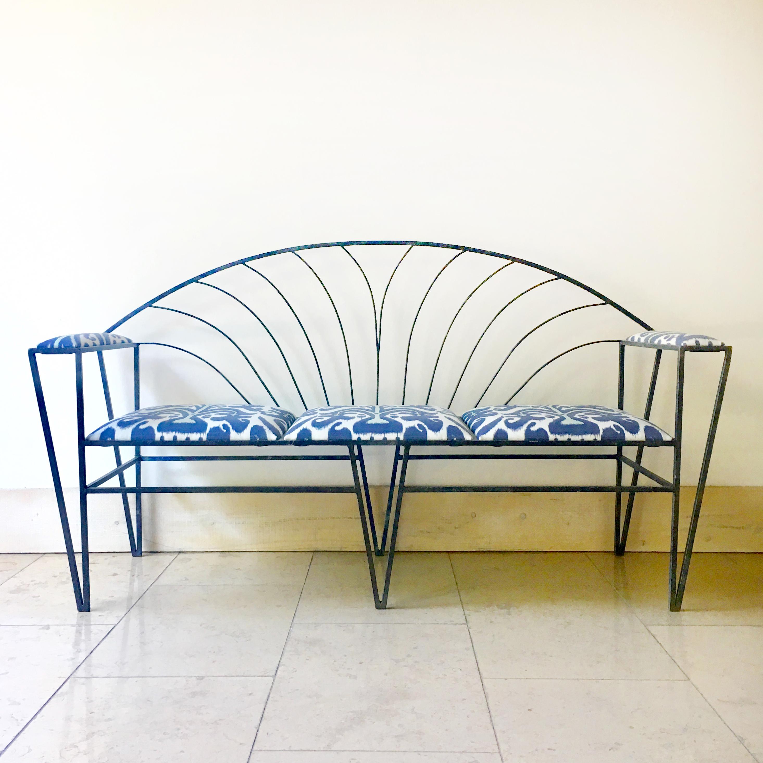 French Art Deco Wrought Iron Bench 1930s (Art déco) im Angebot