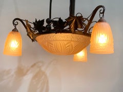 Französischer Schmiedeeisen-Kronleuchter im Art déco-Stil von Schneider