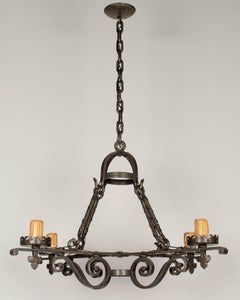 French Art Deco Wrought Iron Chandelier