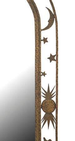 French Art Deco Wrought Iron Cheval Mirror