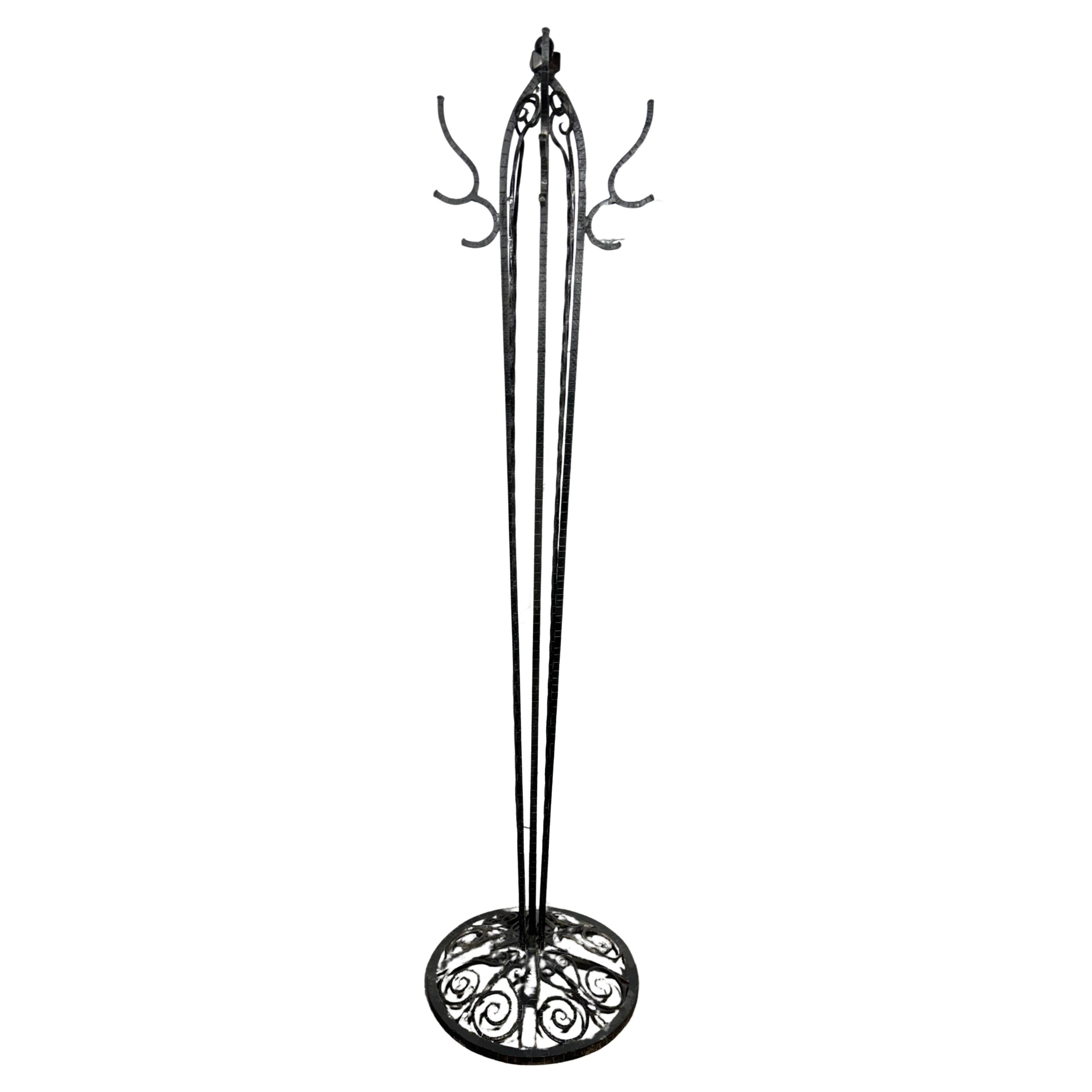 French Art Deco Wrought Iron Coat / Hat Stand , after Edgar Brandt
