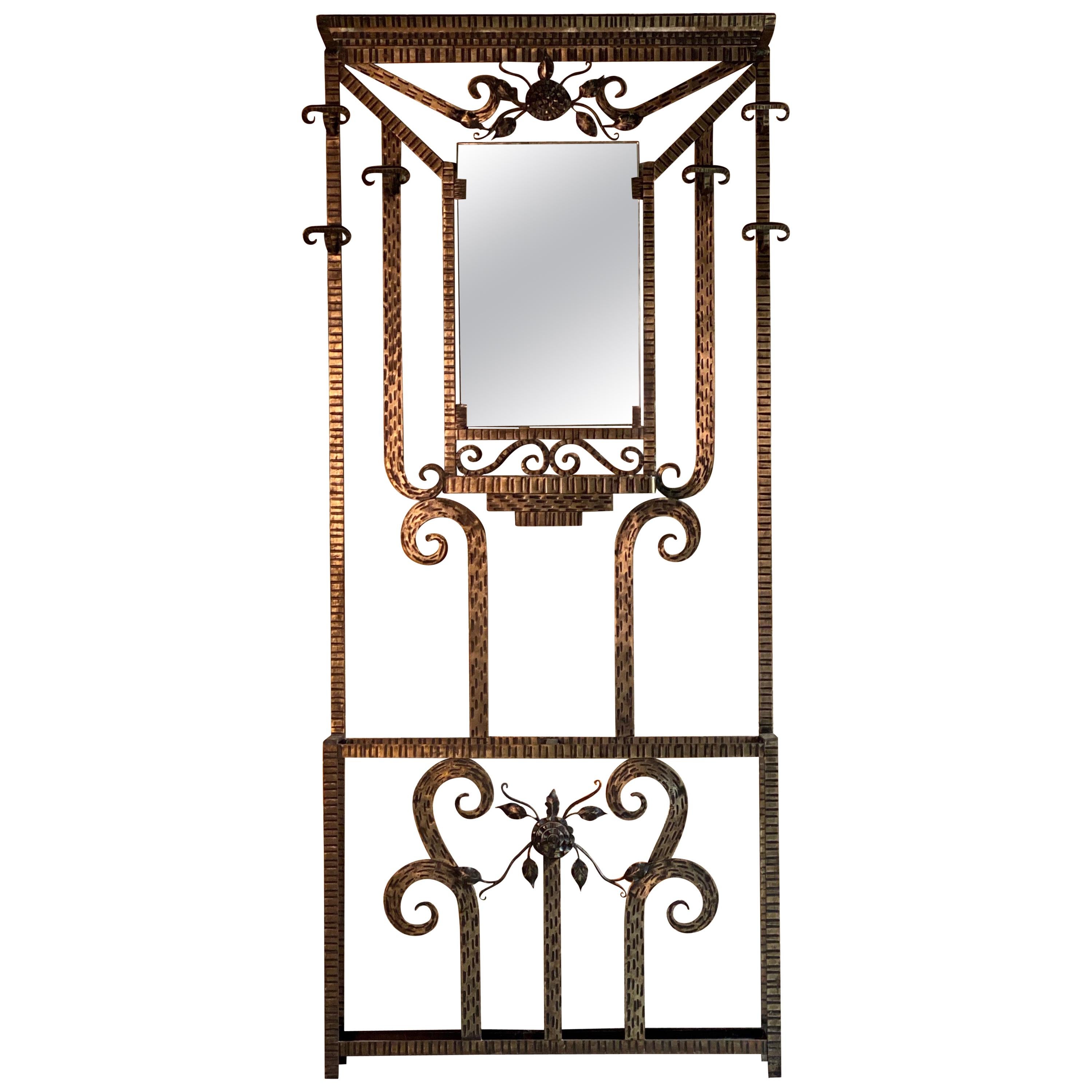 French Art Deco Wrought Iron Coat Stand Hall Stand, France, circa 1930s