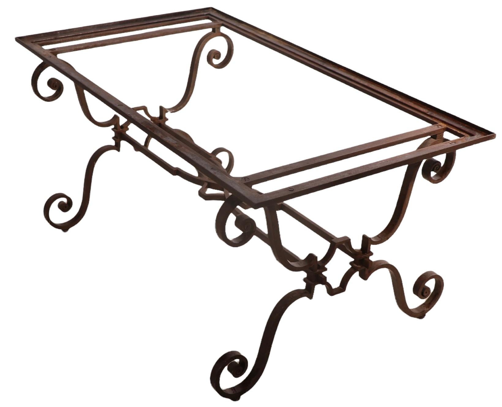 French Art Deco Wrought Iron Coffee Table Base Att. to Raymond Subes For Sale 8