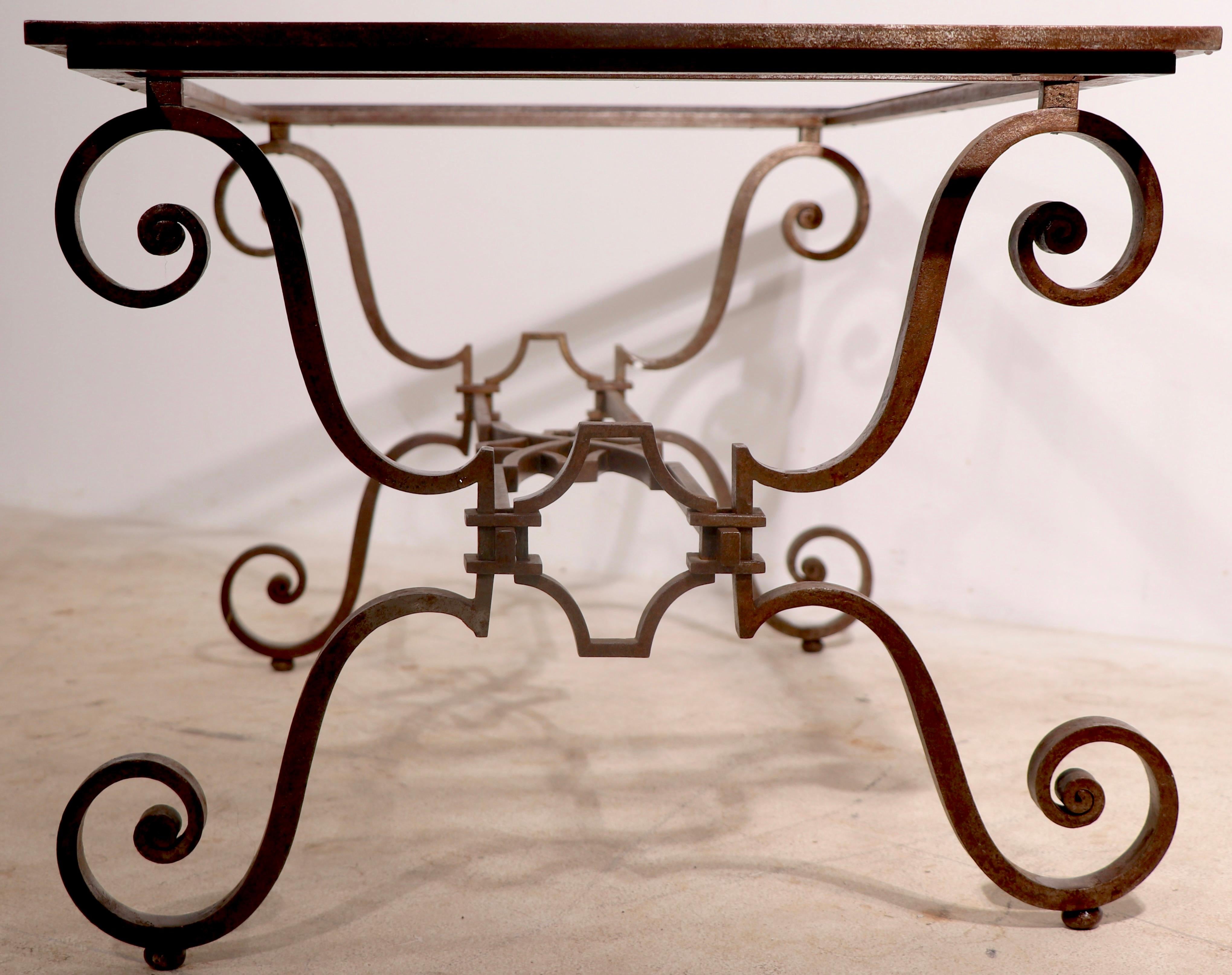 20th Century French Art Deco Wrought Iron Coffee Table Base Att. to Raymond Subes For Sale