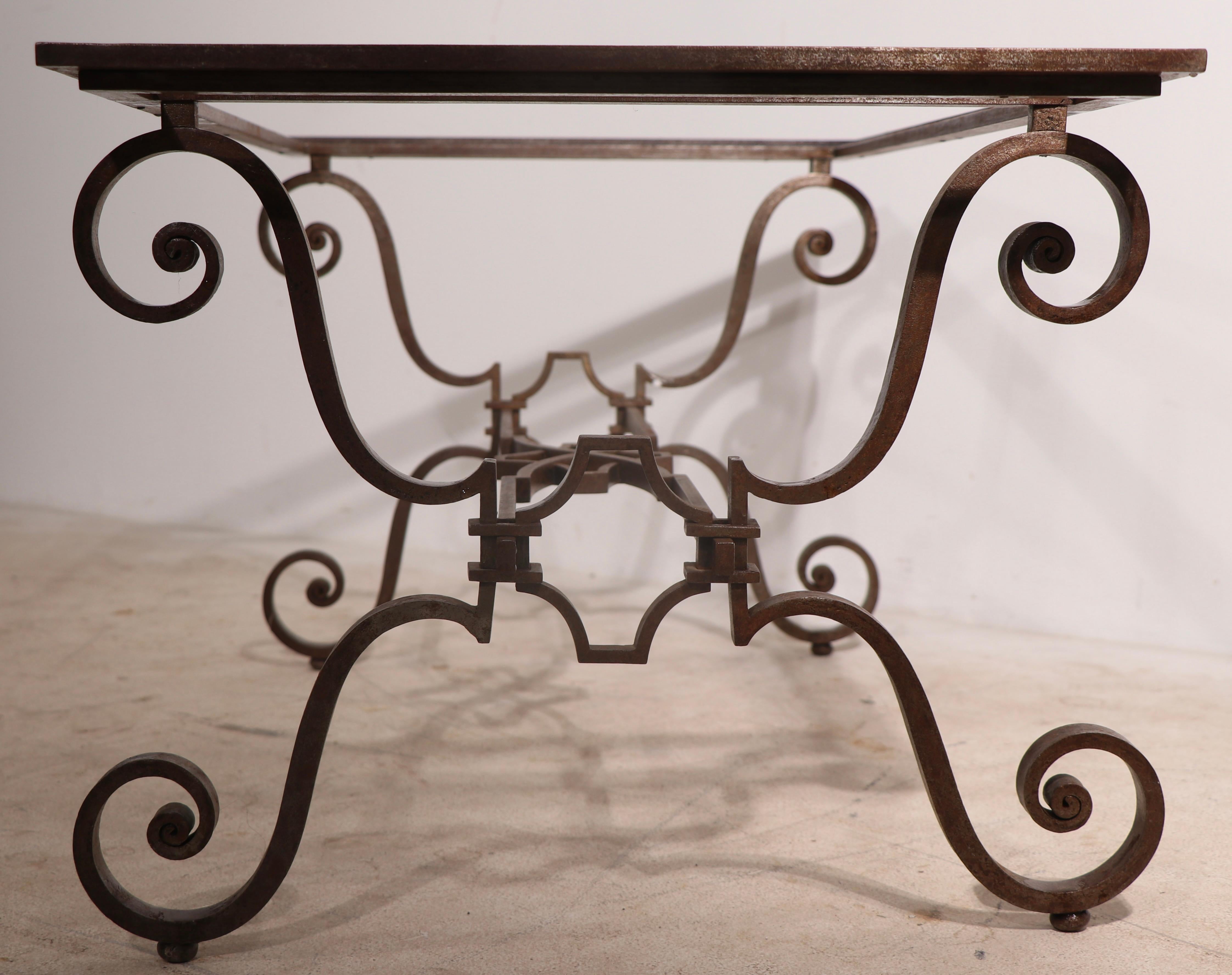 French Art Deco Wrought Iron Coffee Table Base Att. to Raymond Subes For Sale 1