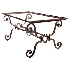 French Art Deco Wrought Iron Coffee Table Base Att. to Raymond Subes