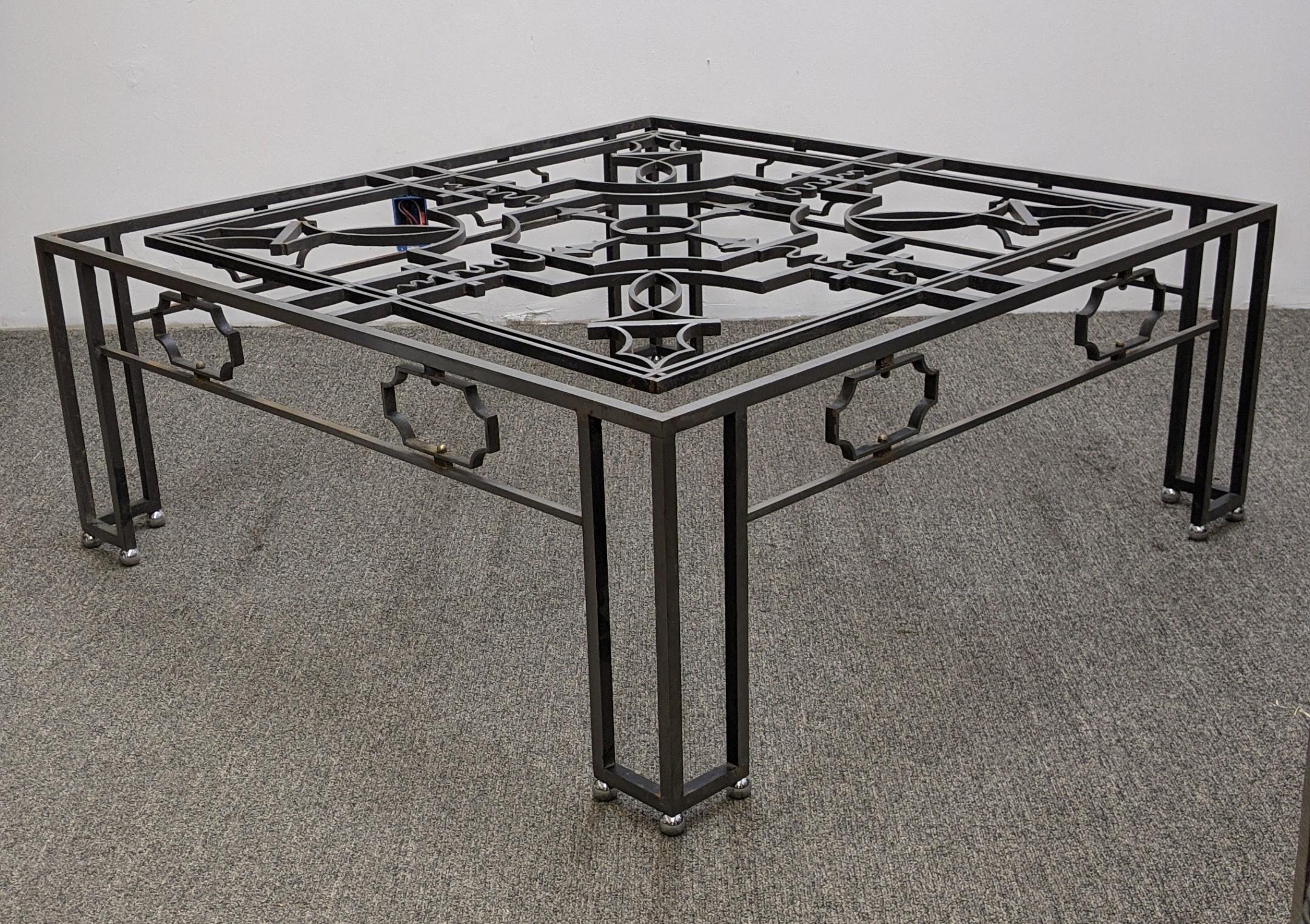 Forged French Art Deco Wrought Iron Coffee Table For Sale