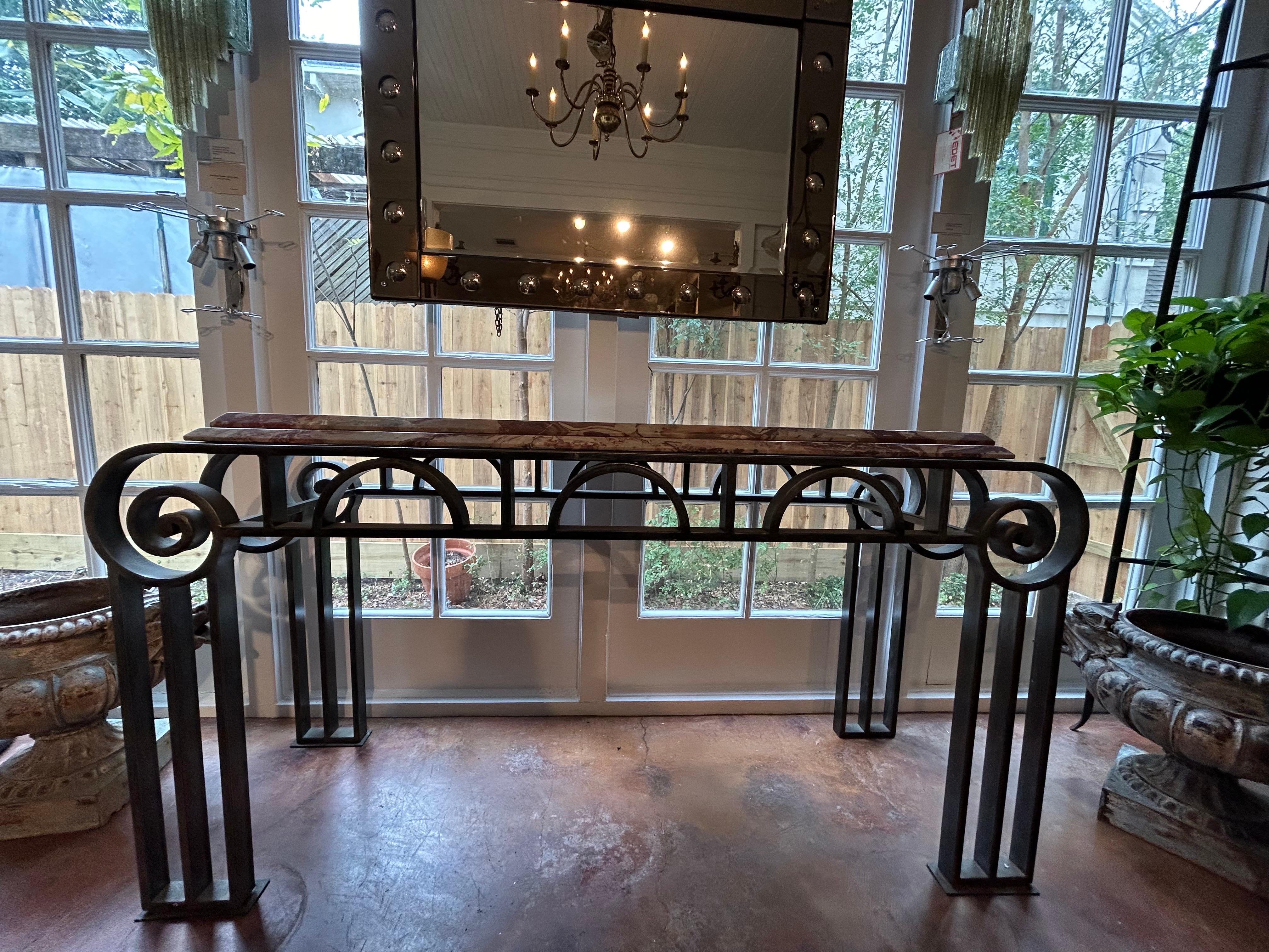 French Art Deco Wrought Iron Console Table For Sale 6