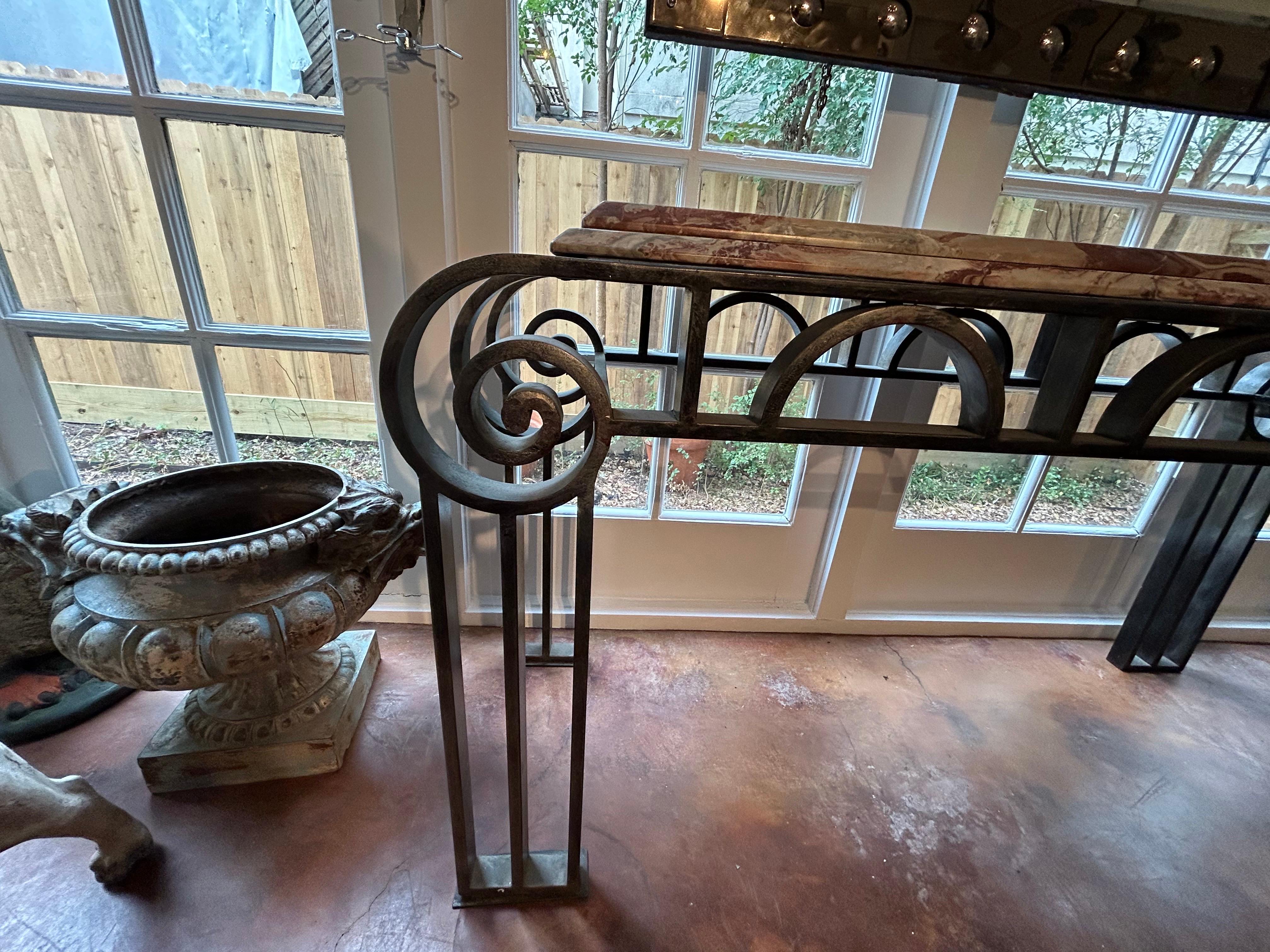 French Art Deco Wrought Iron Console Table For Sale 2