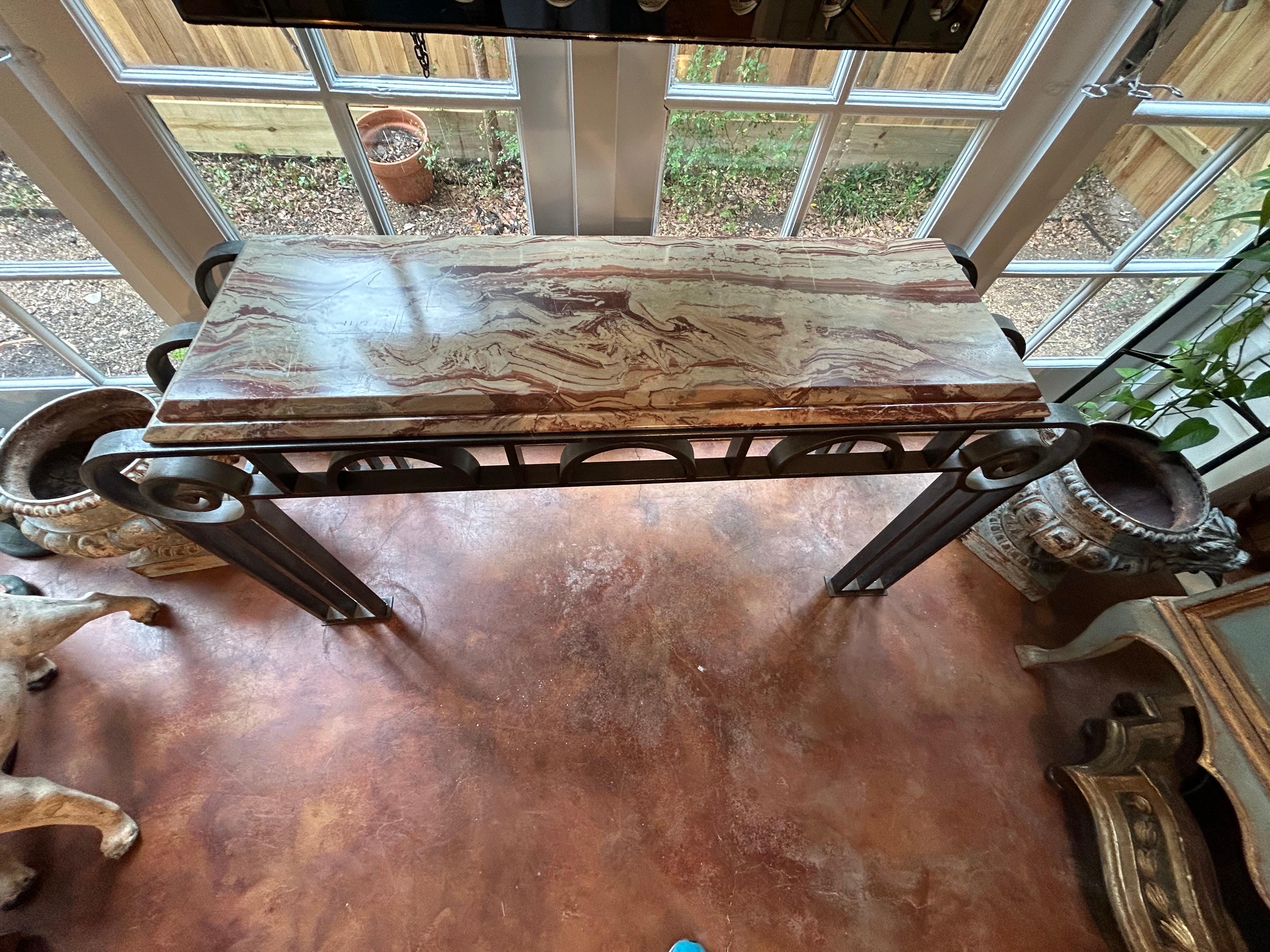 French Art Deco Wrought Iron Console Table For Sale 3