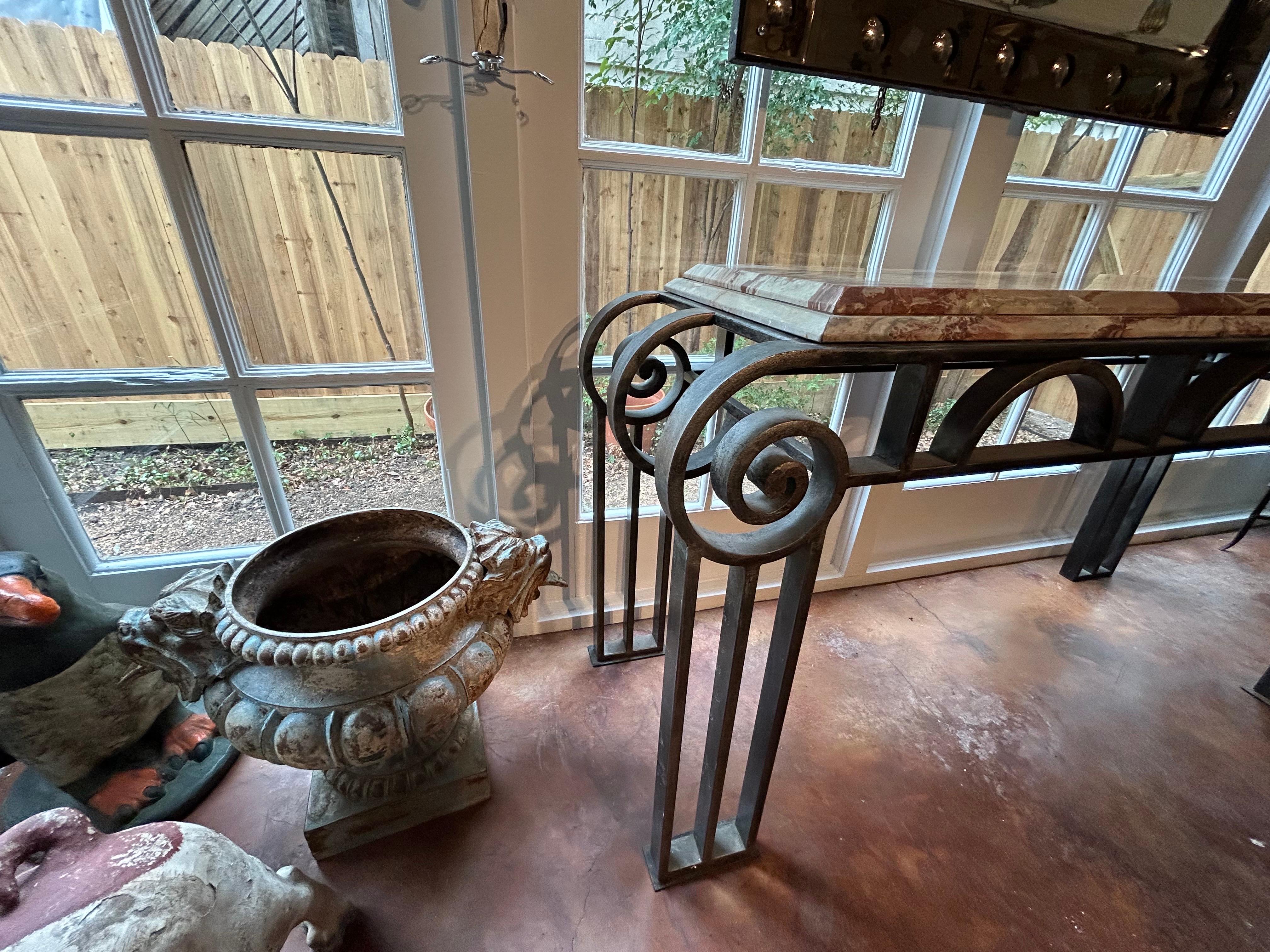 French Art Deco Wrought Iron Console Table For Sale 4