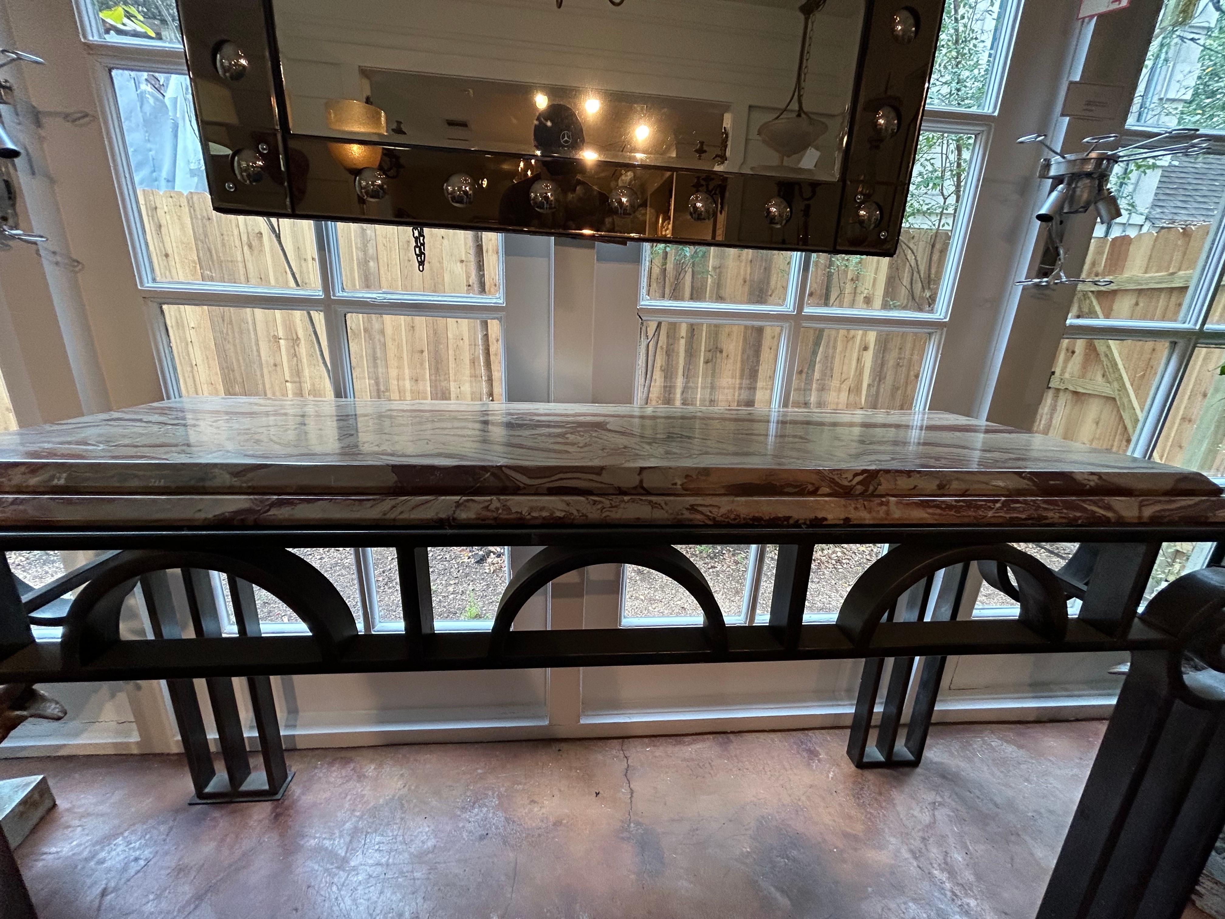 French Art Deco Wrought Iron Console Table For Sale 5