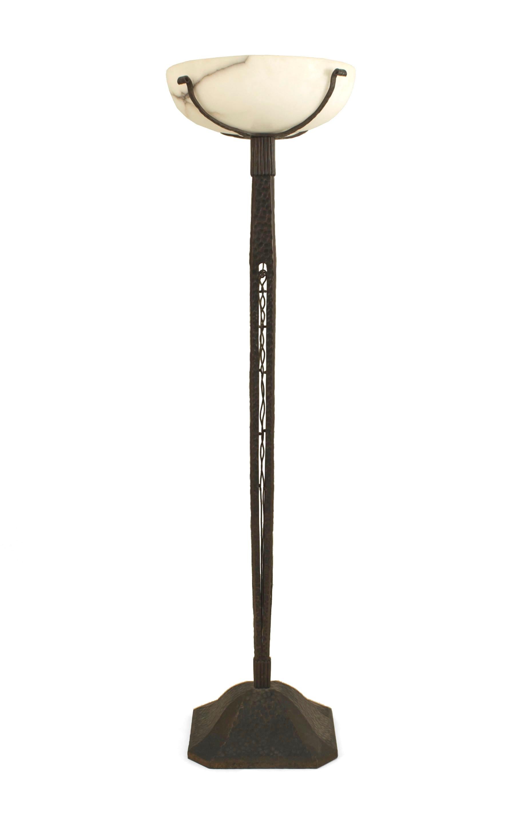 French Art Deco Wrought Iron Floor Lamp, circa 1930 In Good Condition In New York, NY
