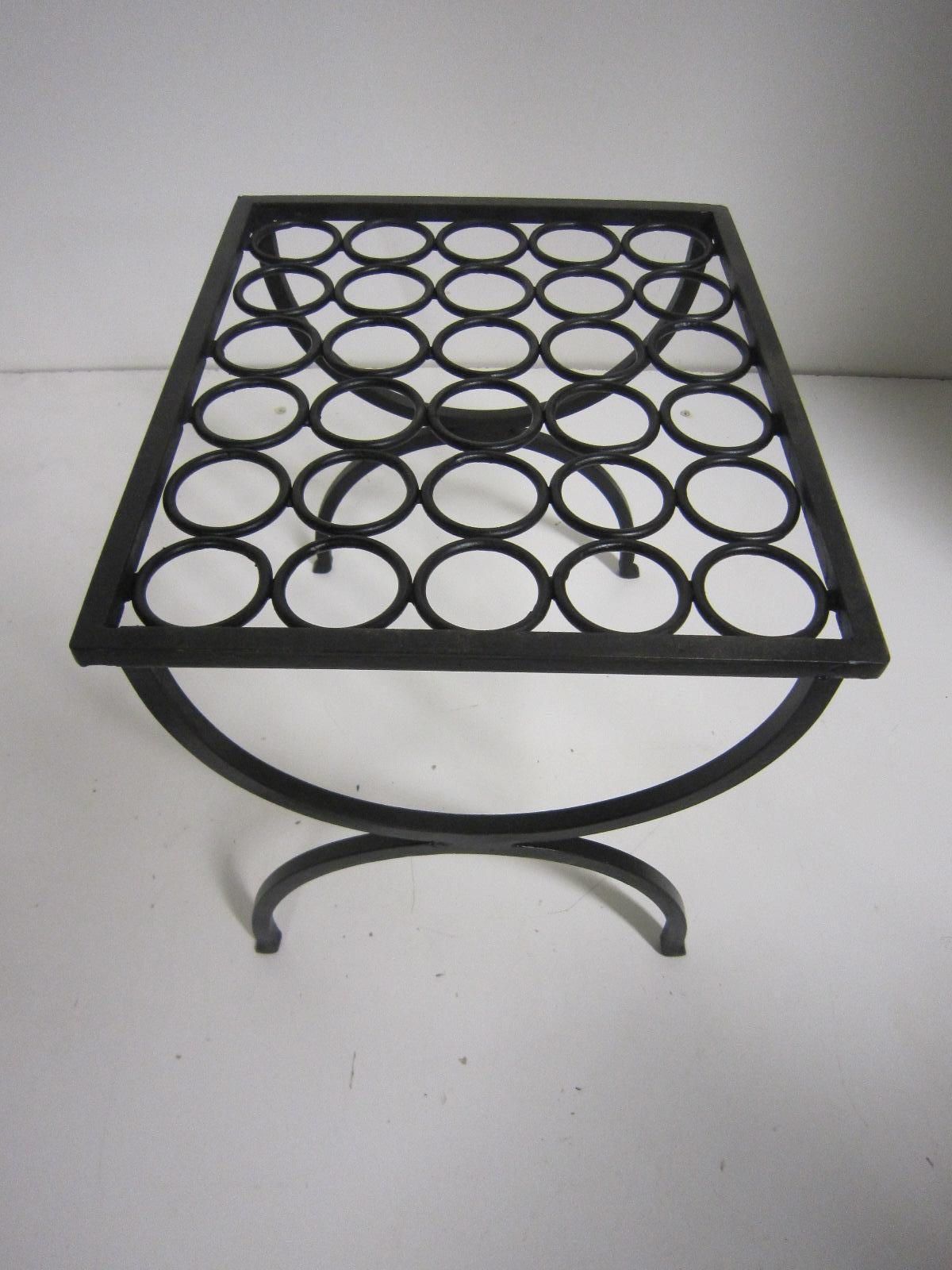French Art Deco Wrought Iron Footstool For Sale 4