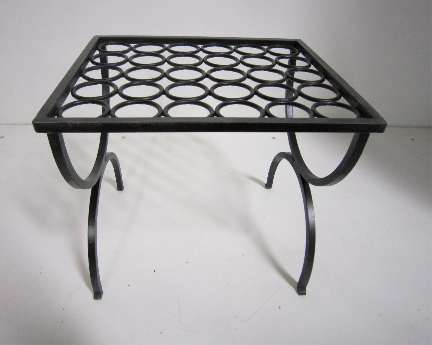 French Art Deco Wrought Iron Footstool In Good Condition For Sale In New York City, NY